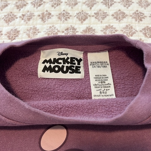 Disney WDW Mickey Mouse Genuine Mousewear Pullover Cropped Sweatshirt Plum XL - Picture 13 of 13
